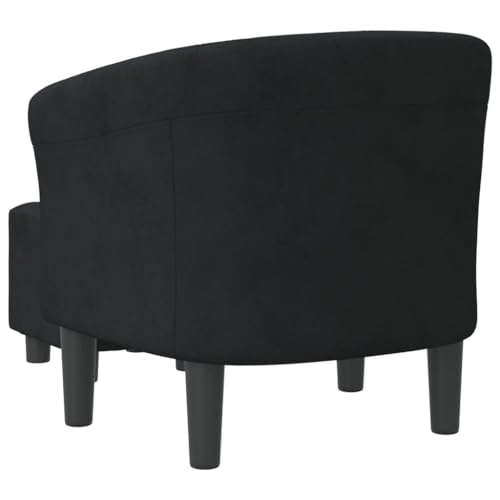 vidaXL Clubsessel, Sessel mit gepolstertem Sitz Armlehnen, Cocktailsessel mit Fußhocker, Loungesessel Relaxsessel Polstersessel, Schwarz Samt - 6