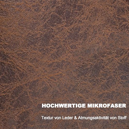 MCombo Sessel mit Hocker, moderner Relaxsessel mit Taillenkissen für Wohnzimmer, Retro Vintage Lesesessel Loungesessel Stuhl Polstersessel,Mikrofaserstoff,4779 (Braun) - 7
