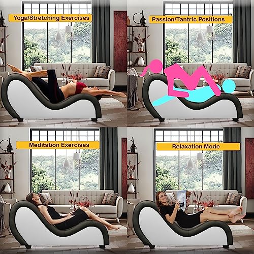 Kamasutra Chair Tantra Sofa Liebessofa Sex Möbel und Relaxliege für das perfekte Liebesspiel auch zum Yoga und Stretching geeignet - Schwarz-Weiss - 4