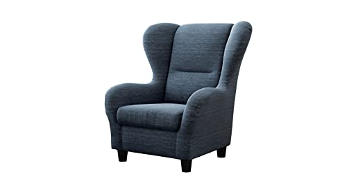 Ohrensessel Möbelfreude® Landhausstil mit Hocker „Savana“ Blau - 6