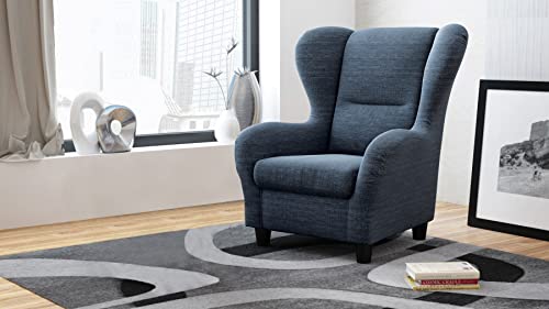 Ohrensessel Möbelfreude® Landhausstil mit Hocker „Savana“ Blau - 7