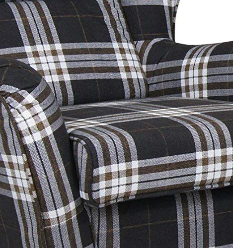 B-famous Ohrensessel mit Hocker Chris braun kariert - 3