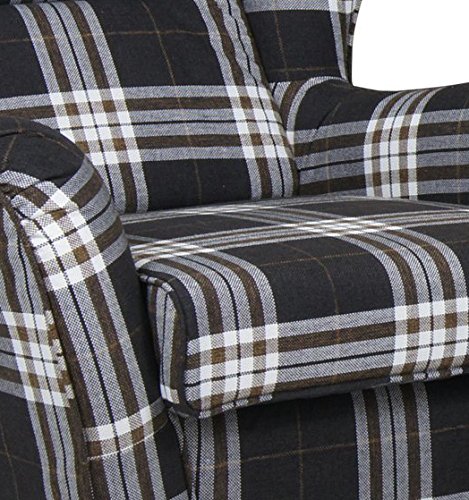 B-famous Ohrensessel mit Hocker Chris braun kariert - 5