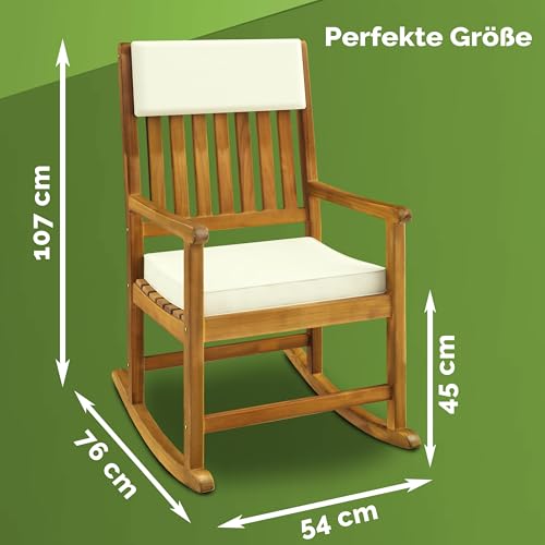 Schaukelstuhl Kissen Gartenstuhl Hartholz Holz Liegestuhl Gartenmöbel Stuhl Garten - 3