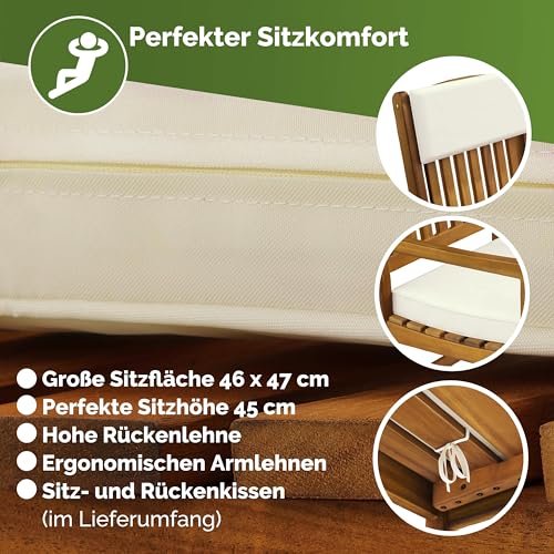 Schaukelstuhl Kissen Gartenstuhl Hartholz Holz Liegestuhl Gartenmöbel Stuhl Garten - 4