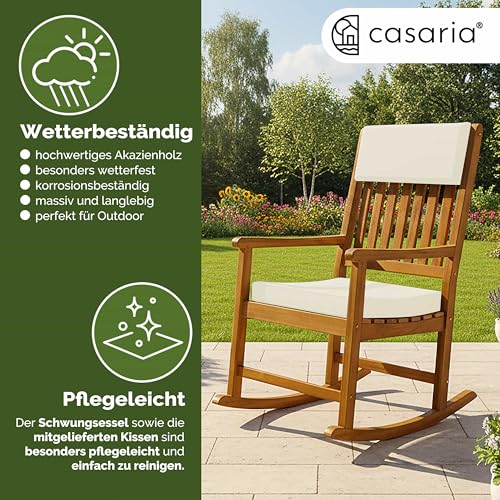 Schaukelstuhl Kissen Gartenstuhl Hartholz Holz Liegestuhl Gartenmöbel Stuhl Garten - 5