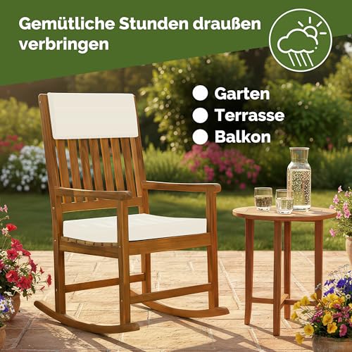 Schaukelstuhl Kissen Gartenstuhl Hartholz Holz Liegestuhl Gartenmöbel Stuhl Garten - 6