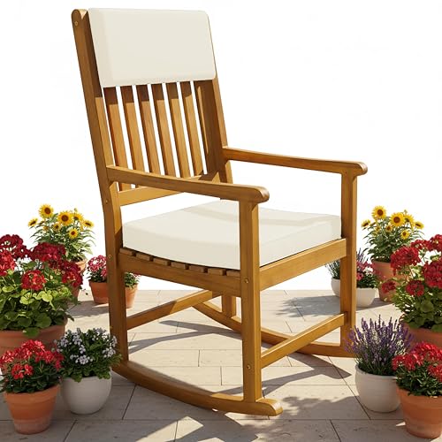 Schaukelstuhl Kissen Gartenstuhl Hartholz Holz Liegestuhl Gartenmöbel Stuhl Garten - 9