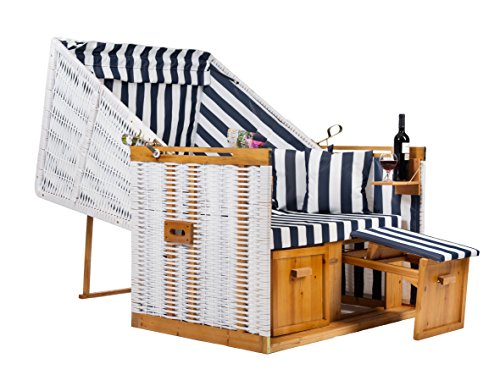 Strandkorb Set Nordstrand in weiß / blau mit Oxford 600D - 2