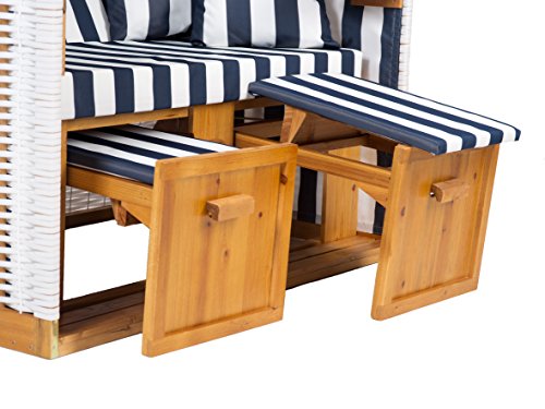 Strandkorb Set Nordstrand in weiß / blau mit Oxford 600D - 3