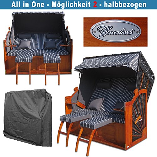 Volllieger Strandkorb XXL anthrazit inkl. Schutzhülle und 2 Bezüge - 4