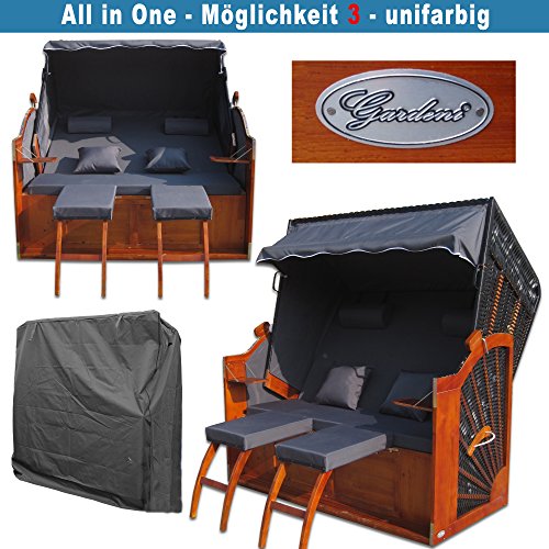 Volllieger Strandkorb XXL anthrazit inkl. Schutzhülle und 2 Bezüge - 5