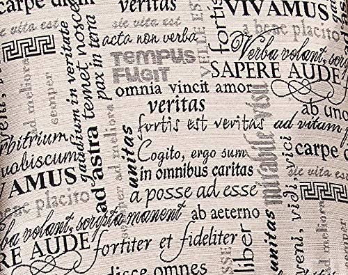 Supellex Ohrensessel – Fernsehsessel Sofia mit Hocker, Dessin: Schriftzüge Lebensweisheiten, beige - 3