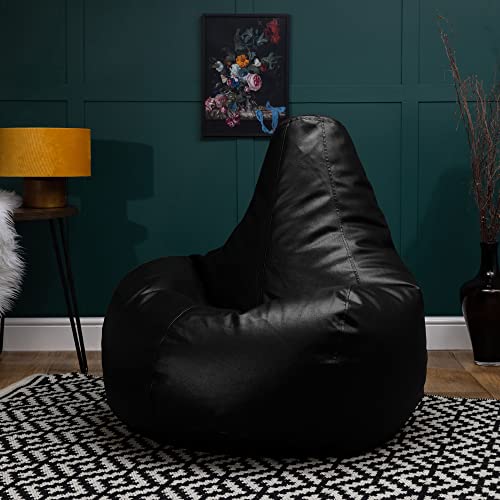 Bean Bag Bazaar® Gaming Sitz Sack Designer Liegesessel SCHWARZ Lederimitat - 2