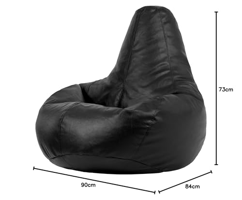 Bean Bag Bazaar® Gaming Sitz Sack Designer Liegesessel SCHWARZ Lederimitat - 3