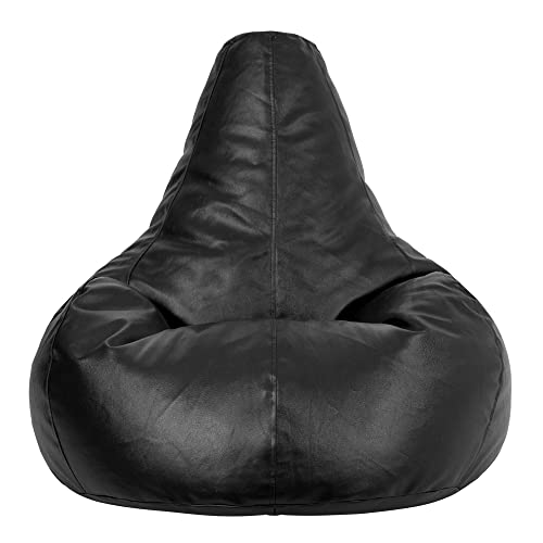 Bean Bag Bazaar® Gaming Sitz Sack Designer Liegesessel SCHWARZ Lederimitat - 4