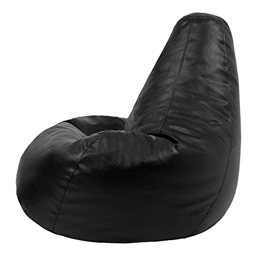 Bean Bag Bazaar® Gaming Sitz Sack Designer Liegesessel SCHWARZ Lederimitat - 5
