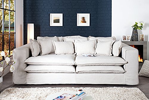 Riesengroßes XXXL Hussensofa CLOUD creme Leinen Stoff Hussen 240cm - 3