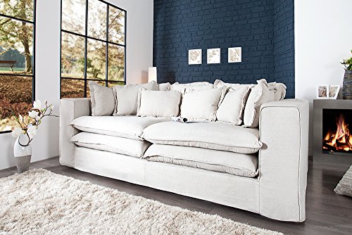 Riesengroßes XXXL Hussensofa CLOUD creme Leinen Stoff Hussen 240cm - 5