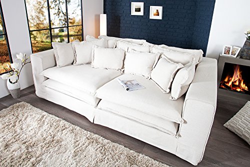 Riesengroßes XXXL Hussensofa CLOUD creme Leinen Stoff Hussen 240cm - 6
