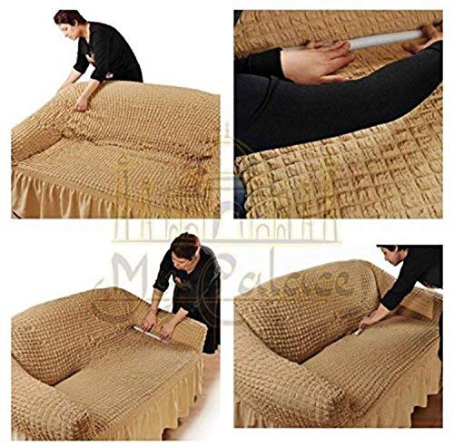 Stretch 2 Sitzer Bezug, 2 Sitzer Husse aus Baumwolle & Polyester. Sehr elastische Sofaueberwurf in anthrazit / dunkelgrau. Sofabezug Hussen Sofahusse Stretch Husse - 6