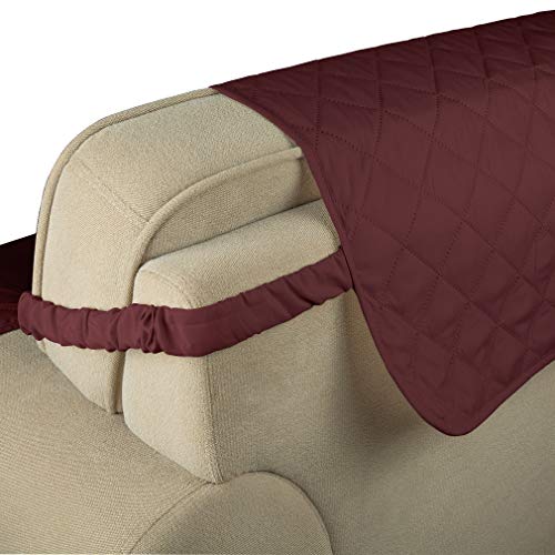 KINLO® Sofahusse 3 Sitzer 167×165 Weinrot Sofa überwurf 100% Baumwolle Füllung - 3