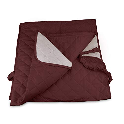 KINLO® Sofahusse 3 Sitzer 167×165 Weinrot Sofa überwurf 100% Baumwolle Füllung - 4