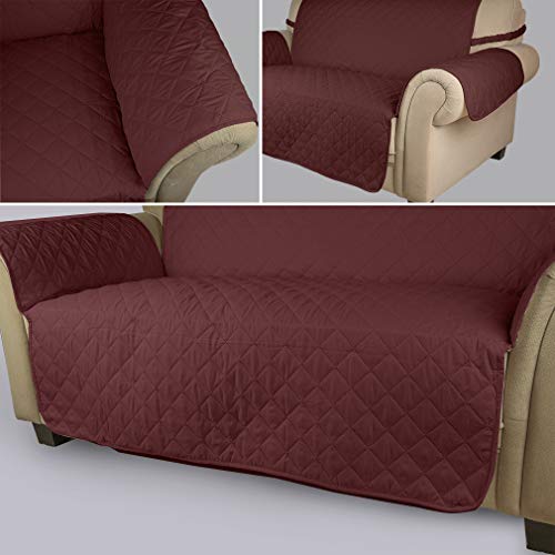 KINLO® Sofahusse 3 Sitzer 167×165 Weinrot Sofa überwurf 100% Baumwolle Füllung - 5