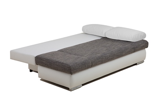 B-famous Schlafsofa Chicago-FK Kunstleder – weiß mit Strukturstoff grau - 2