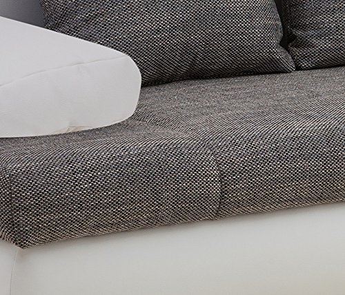 B-famous Schlafsofa Chicago-FK Kunstleder – weiß mit Strukturstoff grau - 5