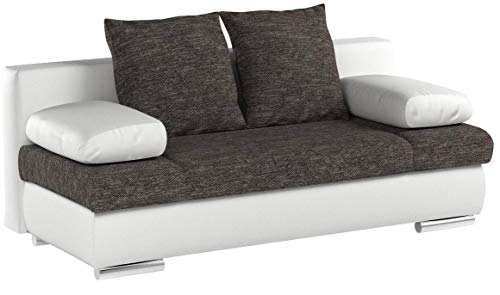 B-famous Schlafsofa Chicago-FK Kunstleder – weiß mit Strukturstoff grau - 7