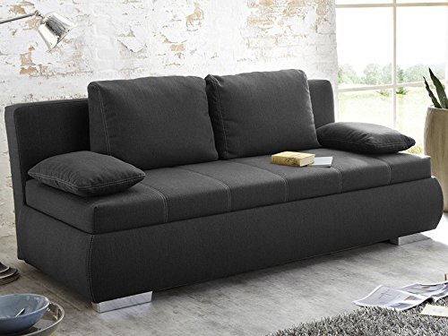 Dauerschläfer Schlafsofa Merlin 210x112cm dunkelgrau, Sofa Boxspring Couch Doppelliege Schlafcouch - 2