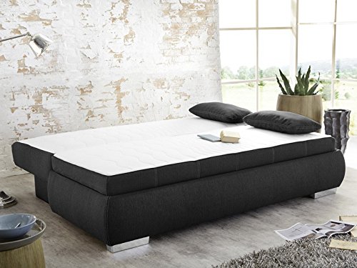 Dauerschläfer Schlafsofa Merlin 210x112cm dunkelgrau, Sofa Boxspring Couch Doppelliege Schlafcouch - 3