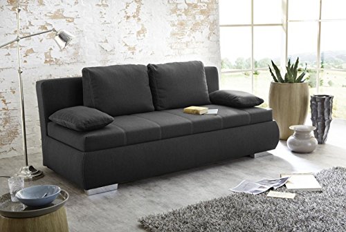 Dauerschläfer Schlafsofa Merlin 210x112cm dunkelgrau, Sofa Boxspring Couch Doppelliege Schlafcouch - 6