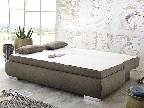 Dauerschläfer Schlafsofa Merlin 210x112cm hellbraun, Sofa Boxspring Couch Doppelliege Schlafcouch - 4