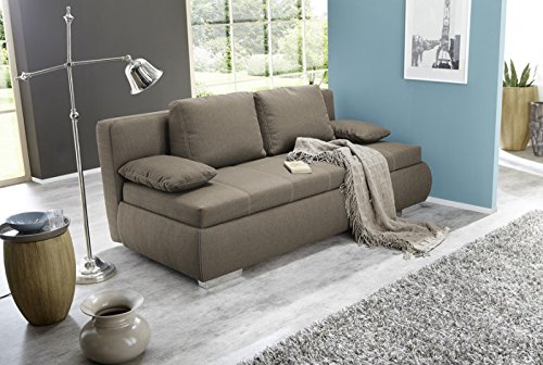 Dauerschläfer Schlafsofa Merlin 210x112cm hellbraun, Sofa Boxspring Couch Doppelliege Schlafcouch - 3