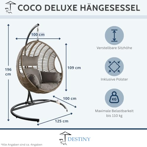 Destiny COCO Deluxe II Hängesessel Polyrattan Hängekorb Hängestuhl Hängeschaukel - 2