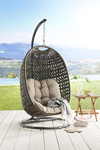 DESTINY Cocoon Hängesessel Polyrattan Sessel ** Inklusive Schutzhaube TAUPE ** Hängekorb - 5