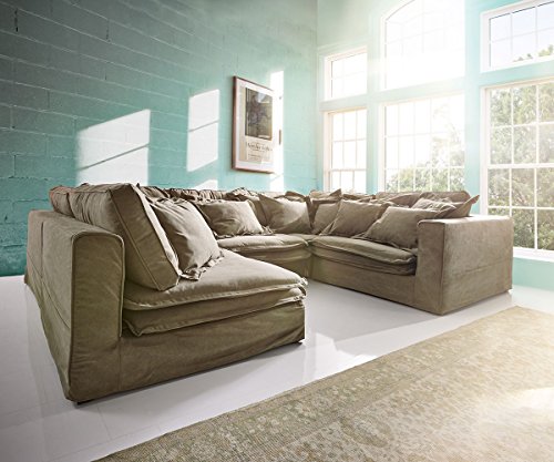 Wohnlandschaft Sharona Braun 337×234 cm mit Kissen Hussensofa - 2
