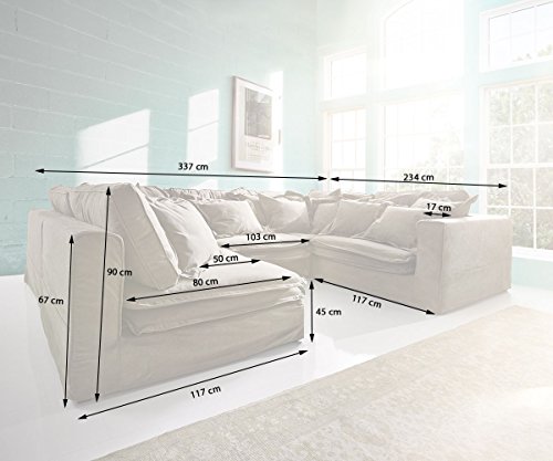 Wohnlandschaft Sharona Braun 337×234 cm mit Kissen Hussensofa - 8