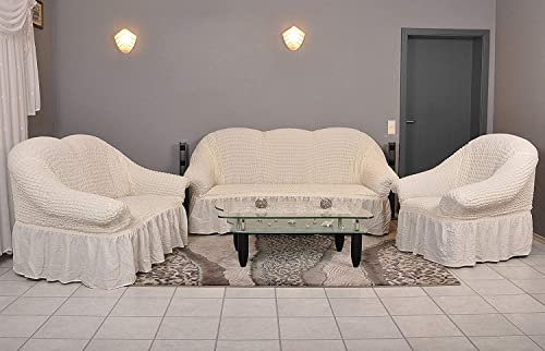 Stretch 2 Sitzer Bezug, 2 Sitzer Husse aus Baumwolle & Polyester – sehr elastischer Sofa-Überwurf - 3