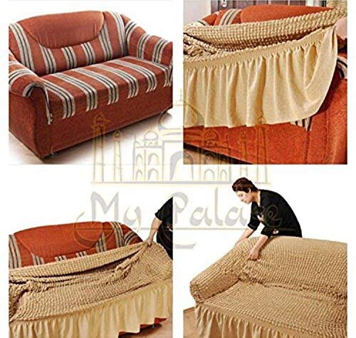 Stretch 2 Sitzer Bezug, 2 Sitzer Husse aus Baumwolle & Polyester – sehr elastischer Sofa-Überwurf - 5