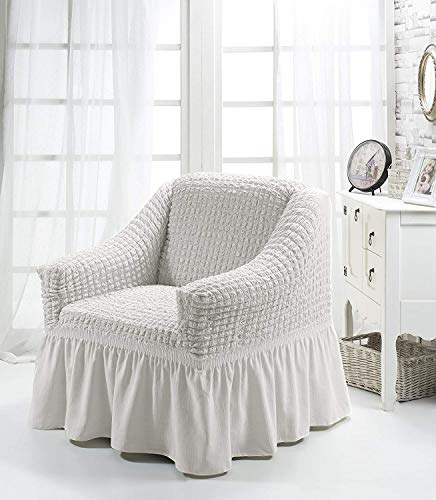 Luxus Sessel- und Sofahussen, Sessel/1-Sitzer, weiss - 8