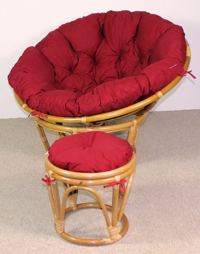 Rattan Papasan Sessel Rot inkl. Papasanhocker – 110 cm - 5