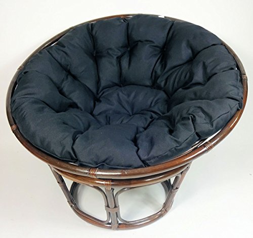 Rattan Papasan Sessel inkl. hochwertigen Polster , D 100 cm , Fb. darkbrown , Polster anthrazit - 2