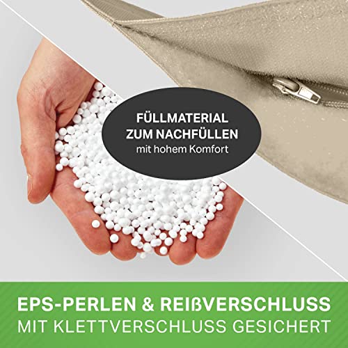 Green Bean © Square XXL Riesensitzsack – TÜV geprüft –  In- und Outdoor Sitzsack – Beige - 6