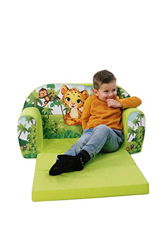 DELSIT universelles Kindersofa zum Ausklappen Ausklappbare Kinder Sofa Kindermöbel für Jungen und Mädchen DSCHUNGEL Grün - 3