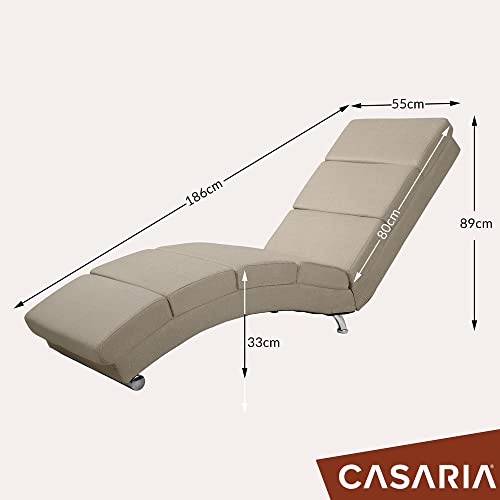 Casaria® Relaxliege XXL Massage Heizfunktion 186x 89x 55 cm Ergonomisch Stoff Gepolstert 180 kg Belastbarkeit Wohnzimmer Chaiselongue Relaxsessel Beige - 3