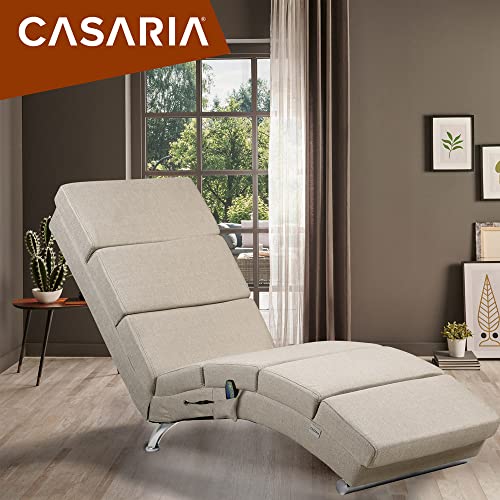 Casaria® Relaxliege XXL Massage Heizfunktion 186x 89x 55 cm Ergonomisch Stoff Gepolstert 180 kg Belastbarkeit Wohnzimmer Chaiselongue Relaxsessel Beige - 4
