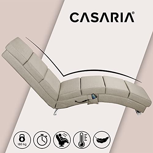 Casaria® Relaxliege XXL Massage Heizfunktion 186x 89x 55 cm Ergonomisch Stoff Gepolstert 180 kg Belastbarkeit Wohnzimmer Chaiselongue Relaxsessel Beige - 6